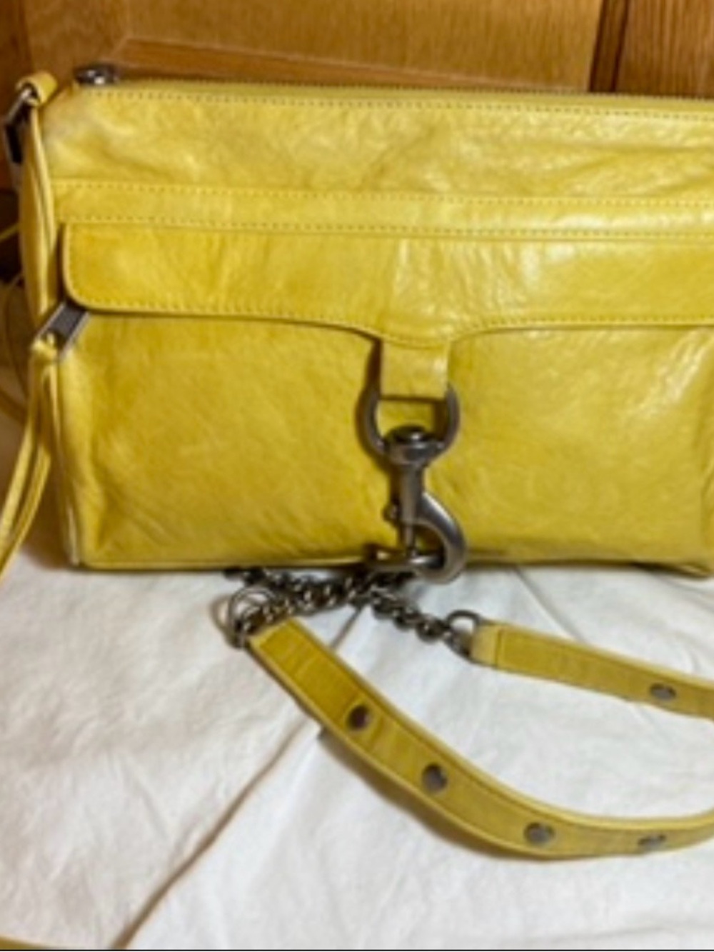 Rebecca Minkoff Yellow Leather Crossbody with Chain Detail